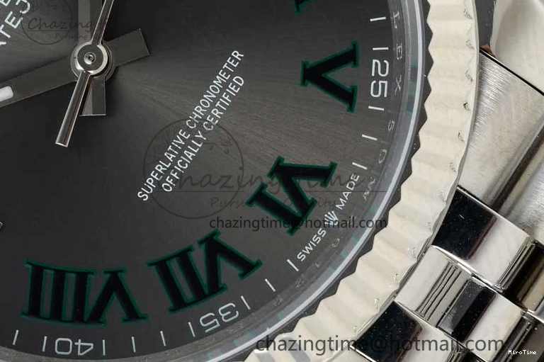MiroTime 0425 DateJust 36mm SS DIWF 1:1 Best Edition 904L Steel Gray Dial Green Markers on Jubilee Bracelet SA Upgraded 2312